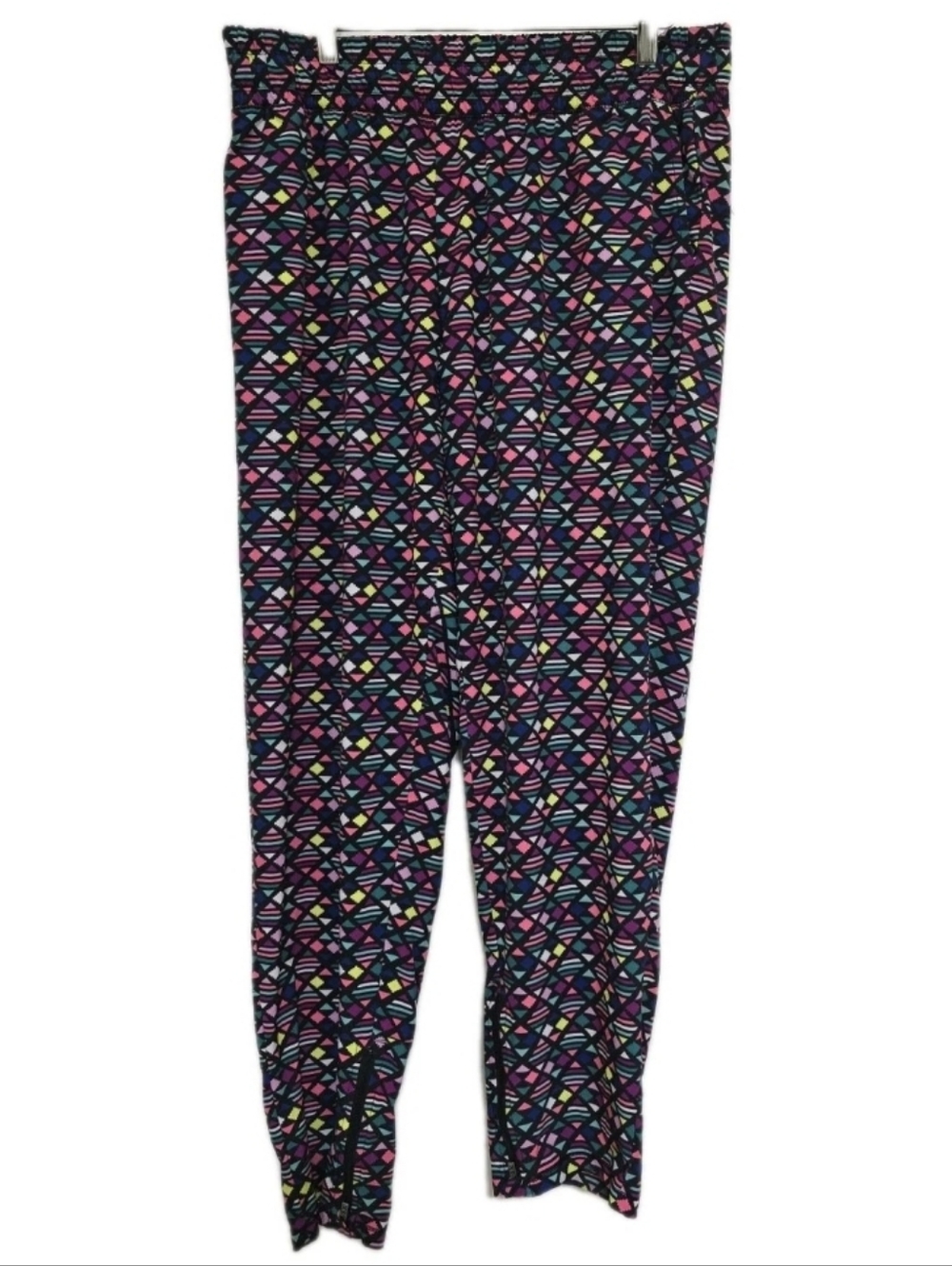 VSX SPORT size Large Pull On Geometric Zip Leg Jogger Pants Multicolor
